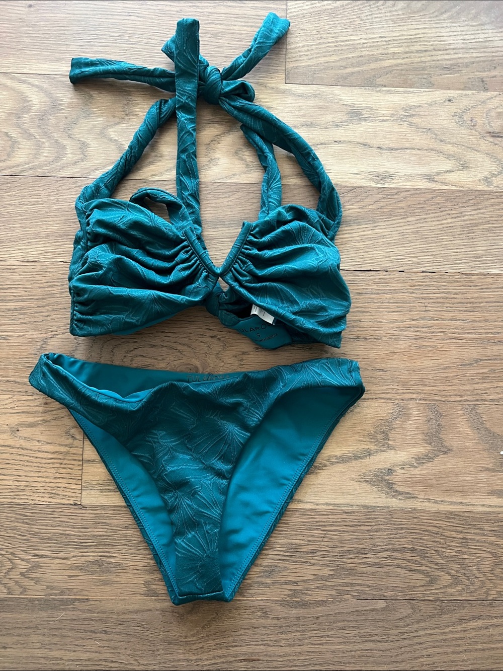 Tularosa Teal Textured Halter Bikini - Picture 1 of 3